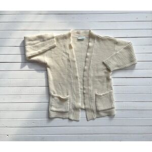 cream knit sweater 80s 90s vintage white‎ ribbed cardigan